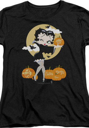 Womens Halloween Pumpkin Patch Betty Boop Shirt