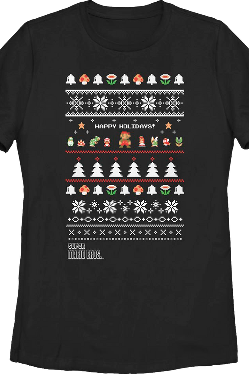 Womens Happy Holidays Faux Ugly Xmas Sweater Super Mario Bros. Shirtmain product image