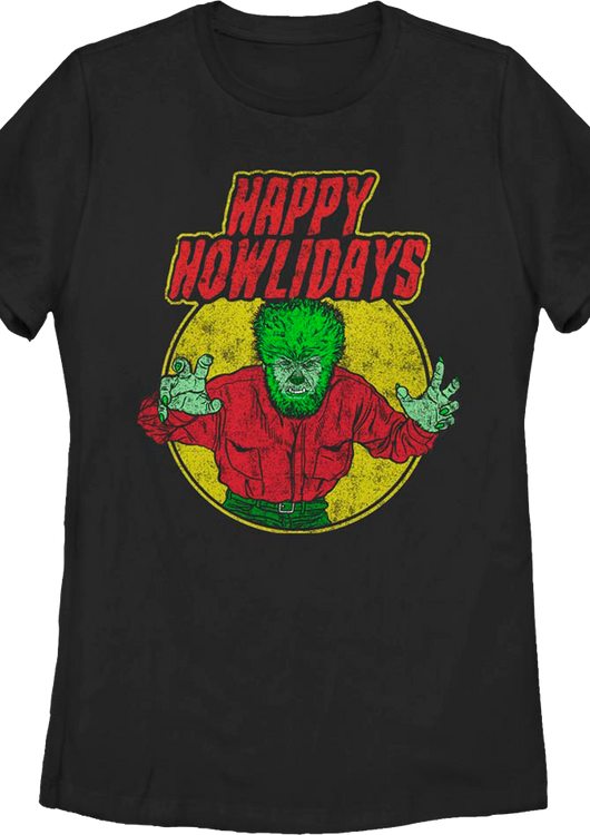 Womens Happy Howlidays Wolf Man Shirt - main product image