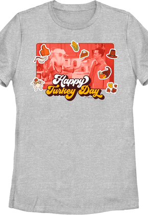 Womens Happy Turkey Day Collage Friends Shirt