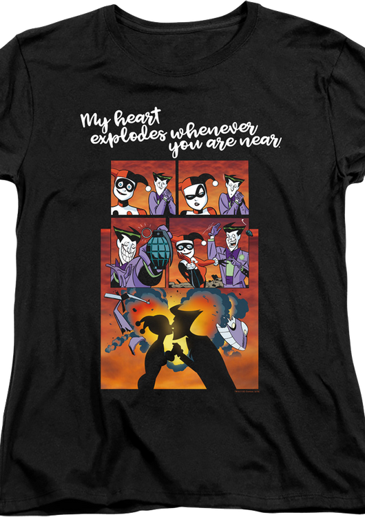 Womens Harley Quinn And The Joker Heart Explodes DC Comics Shirt - main product image
