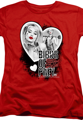 Womens Harley Quinn Heart Collage Birds Of Prey Shirt
