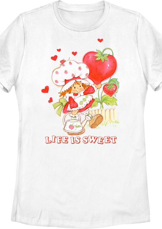 Womens Hearts Life Is Sweet Strawberry Shortcake Shirt - main product image