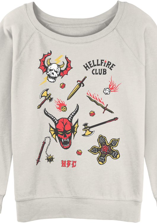 Womens Hellfire Club Collage Stranger Things Sweatshirt - main product image