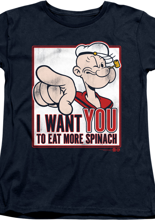Womens I Want You To Eat More Spinach Popeye Shirt - main product image