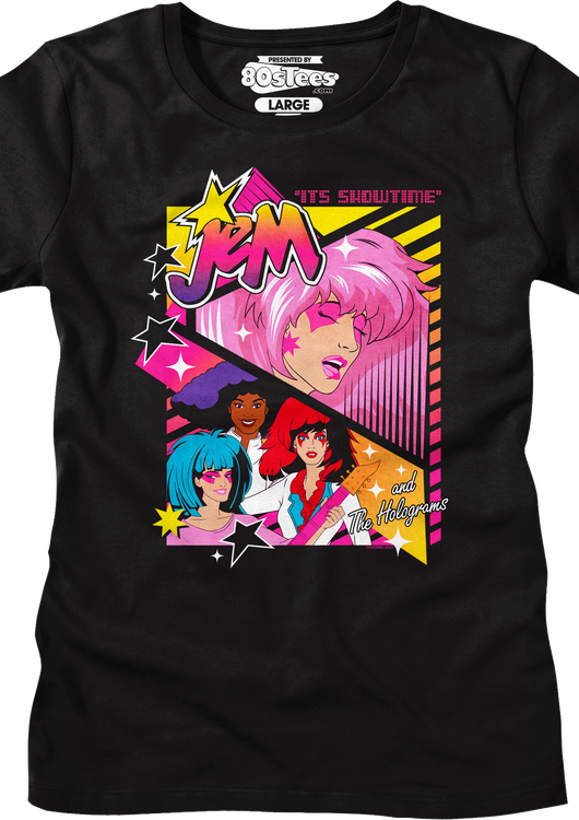 Womens It's Showtime Collage Jem And The Holograms Shirt - main product image