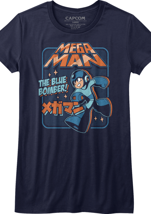 Womens Japanese Blue Bomber Mega Man Shirt - main product image