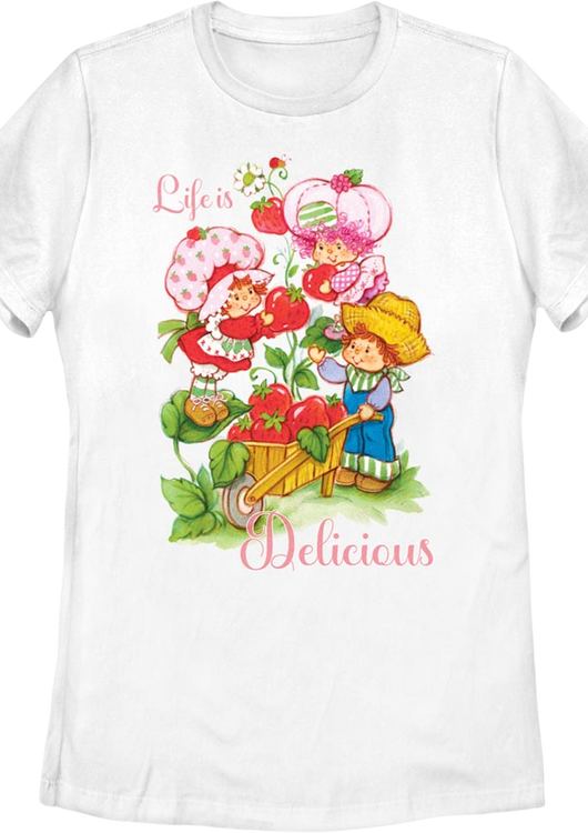 Womens Life Is Delicious Strawberry Shortcake Shirt - main product image