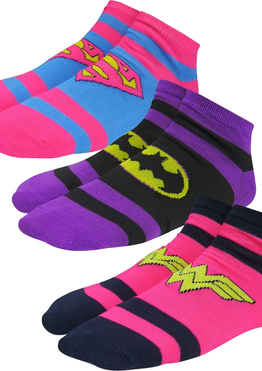 Womens Low-Cut Supergirl Batgirl Wonder Woman 3-Pack DC Comics Socks - main product image