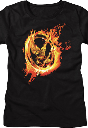 Womens Mockingjay Flames Hunger Games Shirt