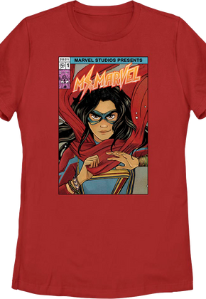 Womens Ms. Marvel Comic Book Cover Marvel Comics T-Shirt