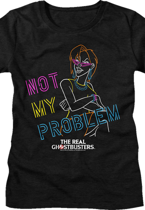 Womens Neon Janine Not My Problem Real Ghostbusters Shirt