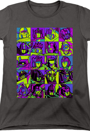 Womens Neon Pop Art Robot Collage Transformers Shirt