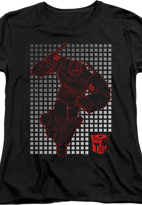 Womens Optimus Prime Grid Transformers Shirt