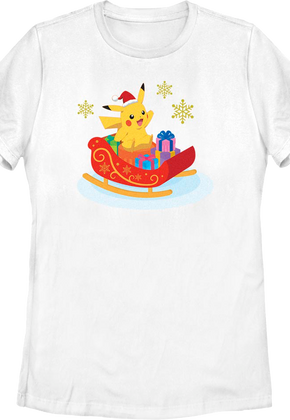 Womens Pikachu Sleigh Ride Pokemon Shirt