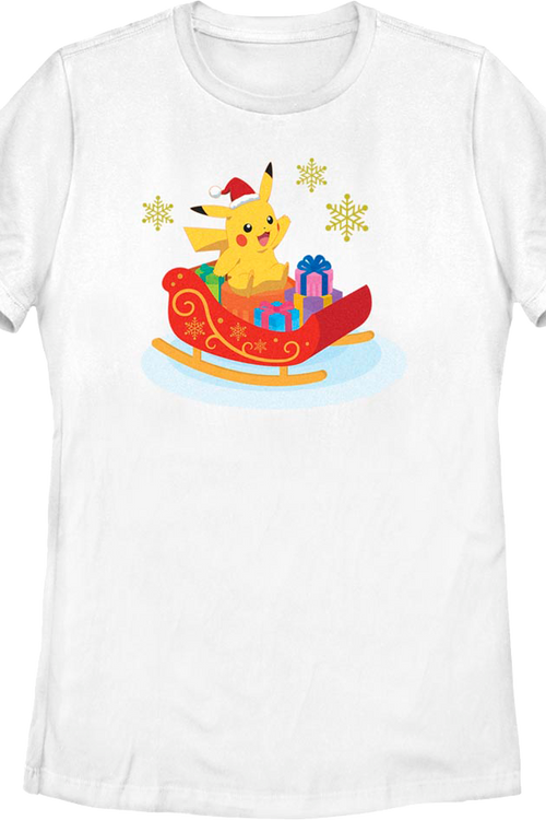 Womens Pikachu Sleigh Ride Pokemon Shirtmain product image