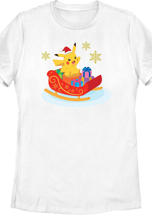 Womens Pikachu Sleigh Ride Pokemon Shirt - main product image