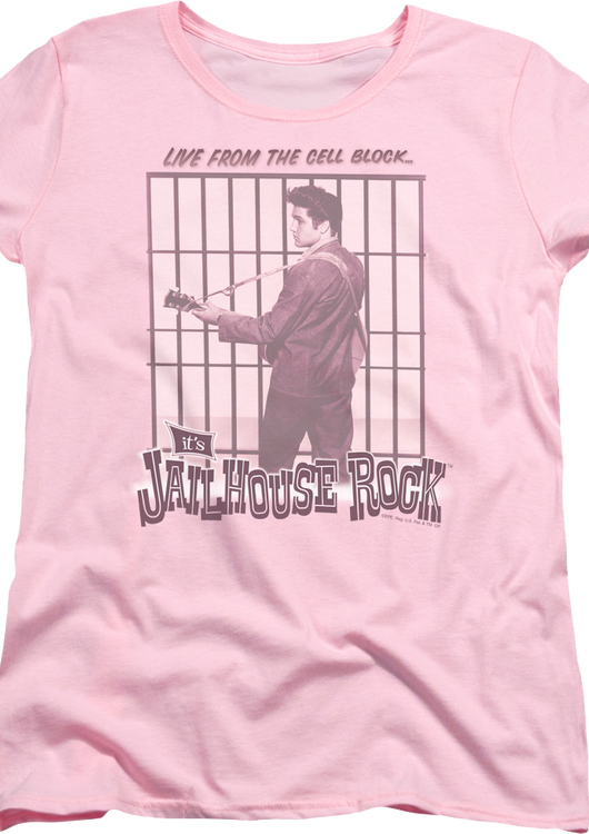 Womens Pink Jailhouse Rock Elvis Presley Shirt - main product image