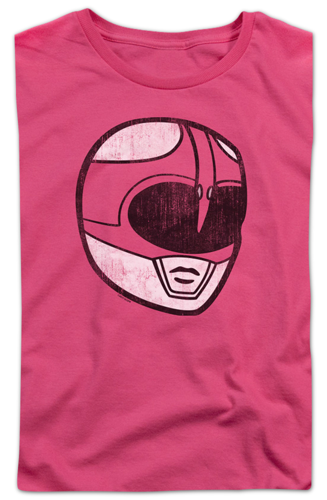 Womens Pink Ranger Helmet Mighty Morphin Power Rangers Shirt