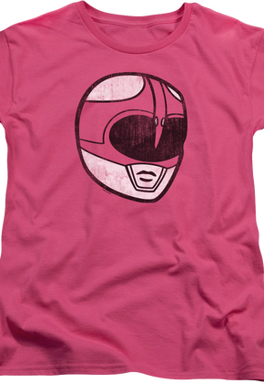 Womens Pink Ranger Helmet Mighty Morphin Power Rangers Shirt