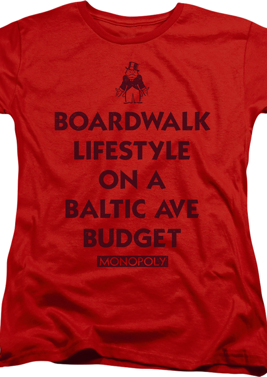 Womens Red Boardwalk Lifestyle Monopoly Shirt - main product image