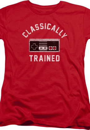 Womens Red Classically Trained NES Controller Shirt