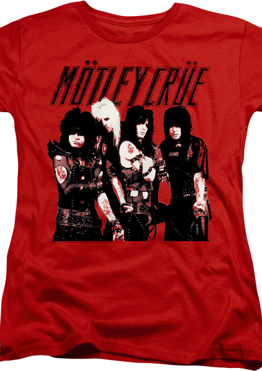 Womens Red Photo Motley Crue Shirt - main product image