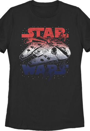 Womens Red White Blue Millennium Falcon Star Wars Shirt
