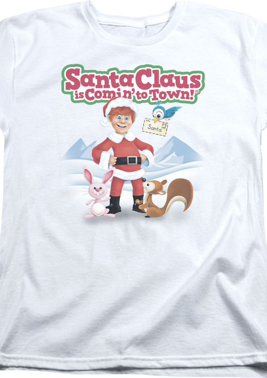 Womens Santa Claus Is Comin' To Town Shirt - main product image