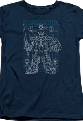 Womens Schematic Megazord Mighty Morphin Power Rangers Shirt