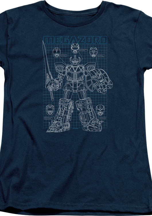 Womens Schematic Megazord Mighty Morphin Power Rangers Shirt - main product image