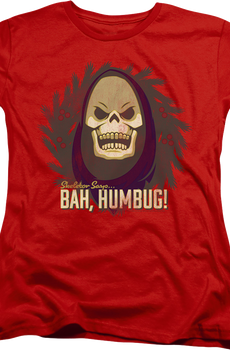Womens Skeletor Says Bah Humbug Masters of the Universe Shirt