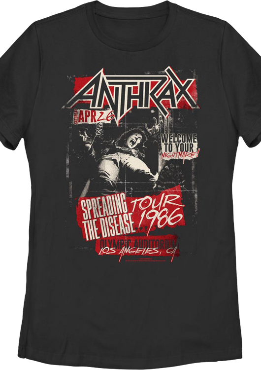Womens Spreading The Disease Tour 1986 Anthrax Shirt - main product image