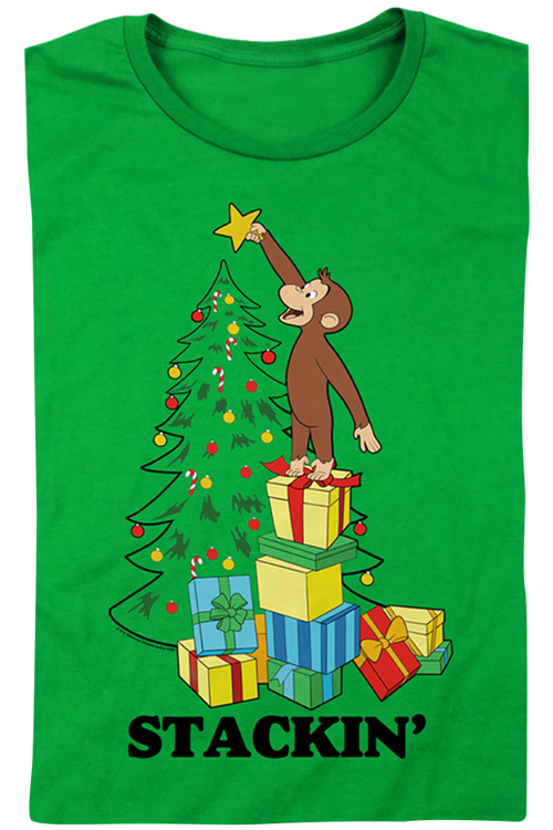 Womens Stackin' Curious George Christmas Shirtmain product image