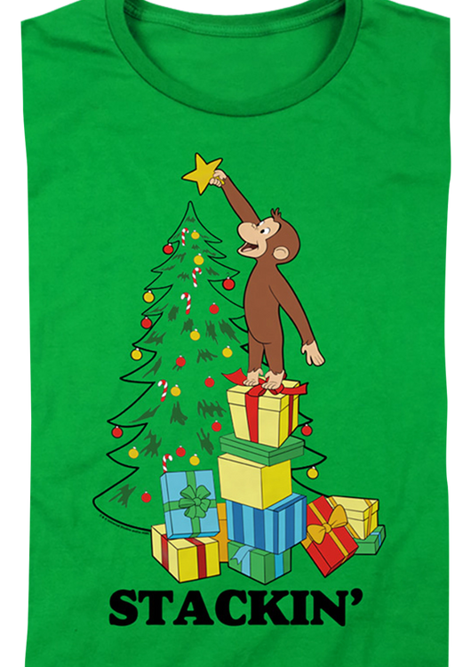 Womens Stackin' Curious George Christmas Shirt - main product image