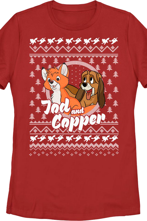 Womens The Fox and the Hound Faux Ugly Christmas Sweater Disney Shirtmain product image