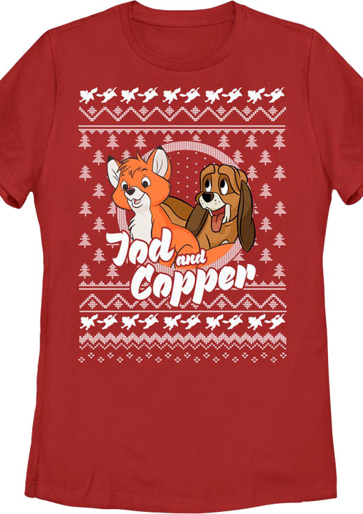 Womens The Fox and the Hound Faux Ugly Christmas Sweater Disney Shirt - main product image
