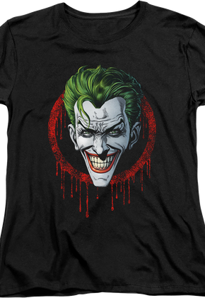 Womens The Joker Dripping Blood DC Comics Shirt