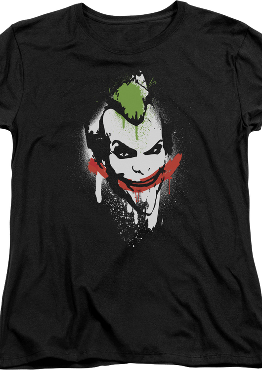 Womens The Joker Spray Painted Smile DC Comics Shirt - main product image