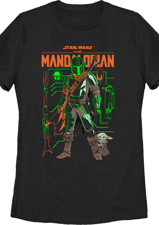 Womens The Mandalorian And The Child Outlines Star Wars Shirt - main product image