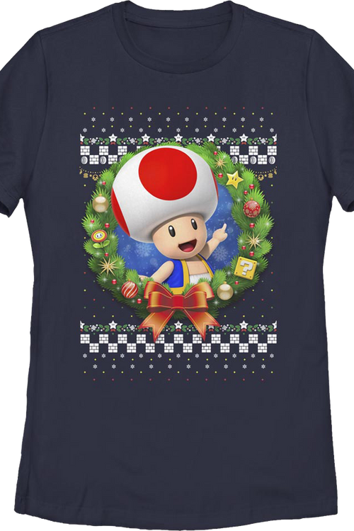 Womens Toad Christmas Wreath Super Mario Bros. Shirtmain product image