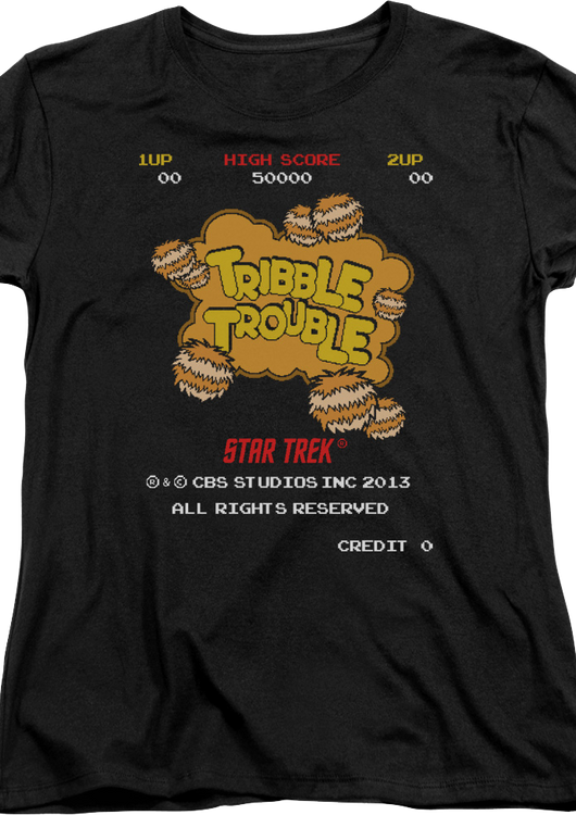 Womens Tribble Trouble Video Game Star Trek Shirt - main product image