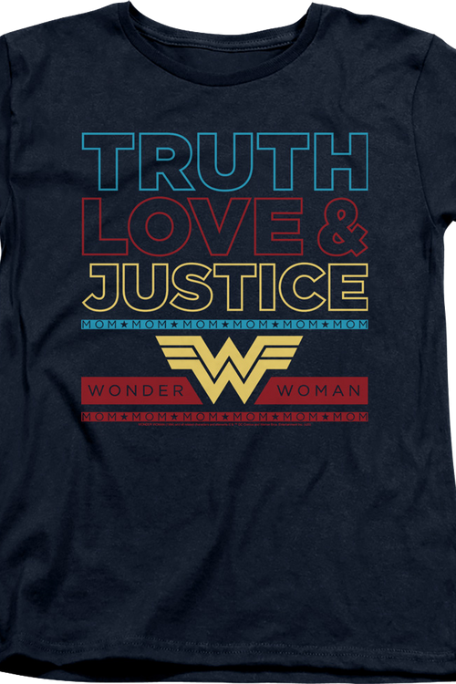 Womens Mom's Truth Love Justice Wonder Woman Shirt