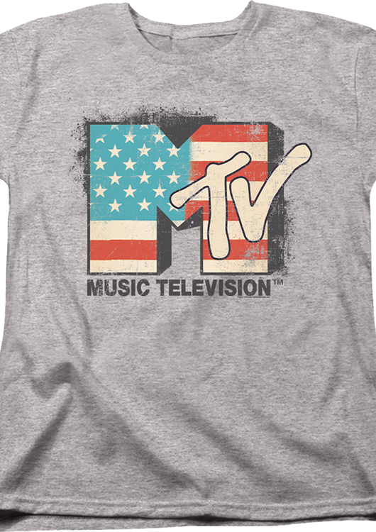 Womens Vintage American Flag Logo MTV Shirt - main product image