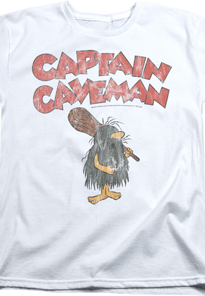 Womens Vintage White Captain Caveman Shirt