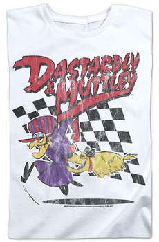 Womens Vintage White Dastardly & Muttley Wacky Races Shirt