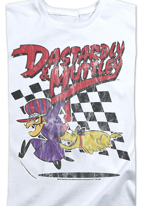 Womens Vintage White Dastardly & Muttley Wacky Races Shirt