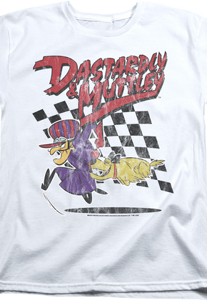 Womens Vintage White Dastardly & Muttley Wacky Races Shirt