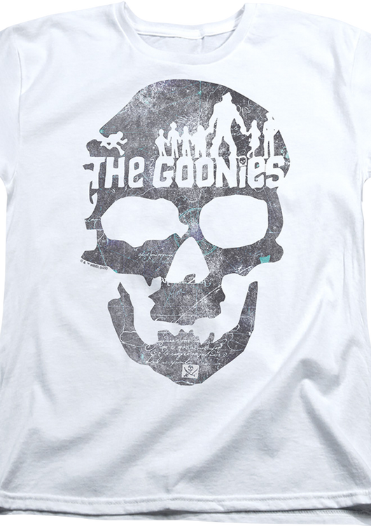 Womens White Skull Silhouettes Goonies Shirt - main product image