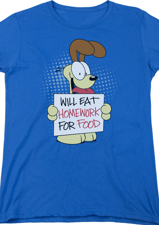 Womens Will Eat Homework Garfield Shirt - main product image